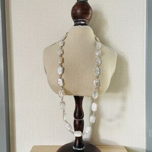 虹色バロックパールネックレス 本真珠 11-15mm ロングネックレス 60cm necklace vintage アクセサリー ネックレス