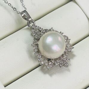 本真珠 パールネックレス czダイヤモンド 12mm ジュエリー 宝石 SV jewelry necklace ネックレス ホワイト 南洋湖水 大粒