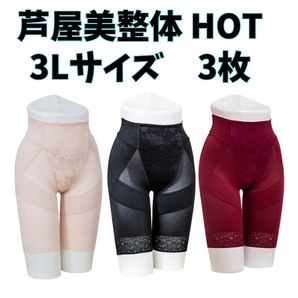 芦屋美整体 骨盤スリムショーツ HOT 3Lサイズ ベージュ ブラック レッド3枚セット 補正下着