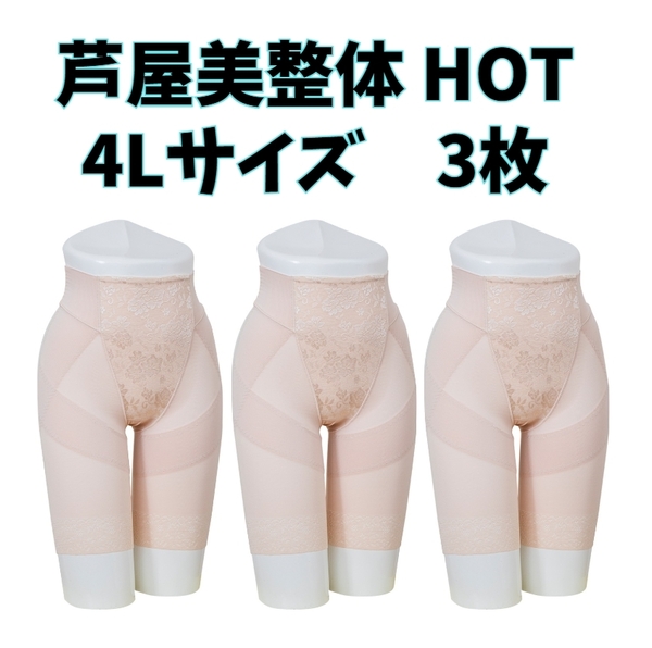 芦屋美整体 骨盤スリムショーツ HOT 4Lサイズ ベージュ3枚セット 補正下着