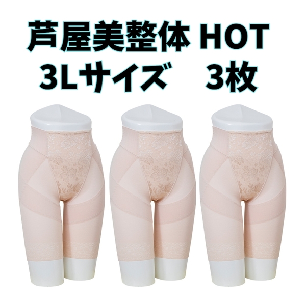 芦屋美整体 骨盤スリムショーツ HOT 3Lサイズ ベージュ3枚セット 補正下着