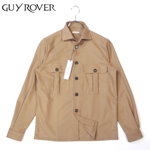 【50%OFF・新品・M】GUY ROVER(ギローバー)ポリビスコースソフトネル ミリタリーシャツジャケット キャメル GR132J-532634