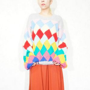 *SPECIAL ITEM* USA VINTAGE COLORFUL DIAMOND PATTERNED DESIGN OVER KNIT/アメリカ古着カラフルダイアモンド柄デザインオーバーニット