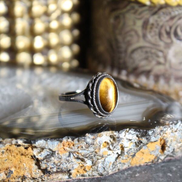 USA VINTAGE AMBER STONE DESIGN SILVER RING/アメリカ古着アンバーストーンデザインシルバーリング