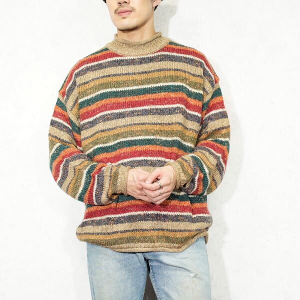 USA VINTAGE PRINCIPLES COLORDFUL BORDER DESIGN KNIT/アメリカ古着カラフルデザインボーダーニット