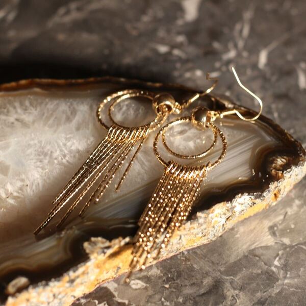 USA VINTAGE METAL FRINGE DESIGN EARRING/アメリカ古着メタルフリンジデザインピアス