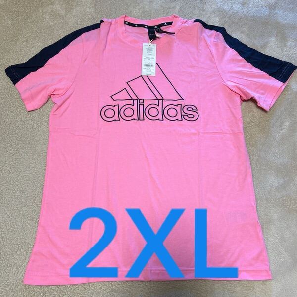 新品 アディダス adidas 半袖Tシャツ ピンク 2XL
