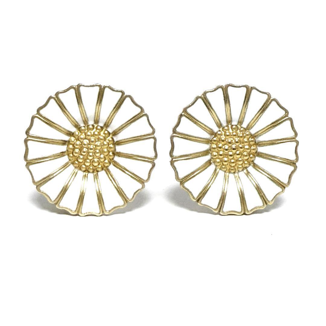 【希少サイズ】ジョージジェンセン　レディース　クリップ　イヤリング　デイジー