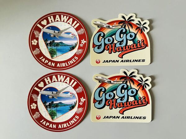 非売品 枚数限定品 JAL Hawaii 日本航空 ハワイ ステッカー2種類 各2枚 計4枚組