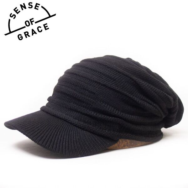 新品 SENSE OF GRACE ニットキャスケット フリーサイズ ブラック