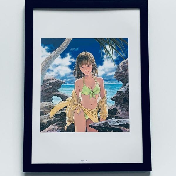 I''s アイズ イラスト■額入り■A4サイズ■ポスター風デザイン 印刷物桂正和額装品葦月伊織■水着 ビキニ グリーン
