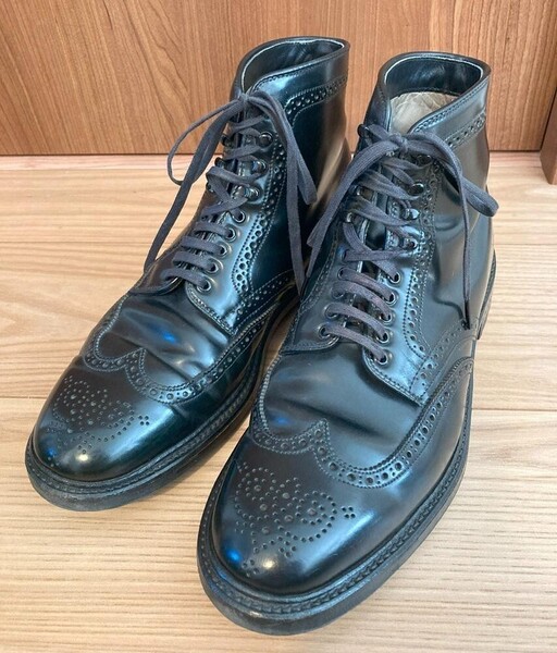 送料無料 オールデン ALDEN 44651HC ウイングチップブーツ ブラックコードバン 8D 26cmくらい