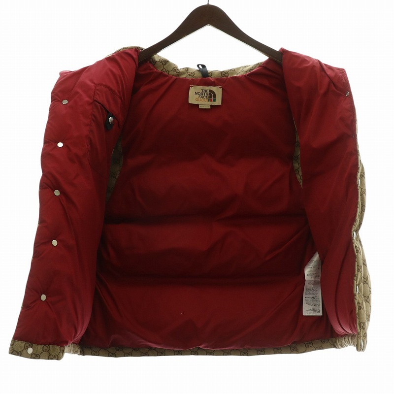 グッチ GUCCI ノースフェイス THE NORTH FACE コラボ 21AW ダウンベスト GG柄 ロゴ 刺繍 670768 Z8APY L ベージュ /KW ■GY18 メンズ グッチ GUCCI ノースフェイス THE NORTH FACE コラボ 21AW ダウンベスト GG柄 ロゴ 刺繍 670768 Z8APY L ベージュ /KW ■GY18 メンズ