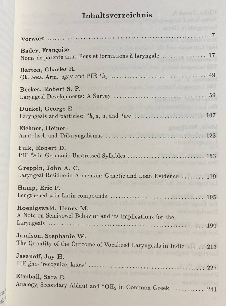 ドイツ語洋書 喉音理論と印欧祖語の音声・形態体系の再構成 第1巻【Die Laryngaltheorie】●比較言語学 ソシュール アナトリア語 ラテン語