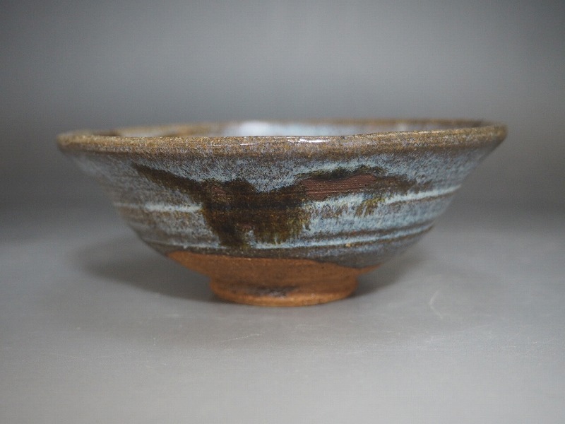Ｔ２４７　茶碗　『露草』『平茶碗』『浅見与し三 造』　共箱　抹茶碗　茶道具 T247 茶碗 『露草』『平茶碗』『浅見与し三 造』 共箱 抹茶