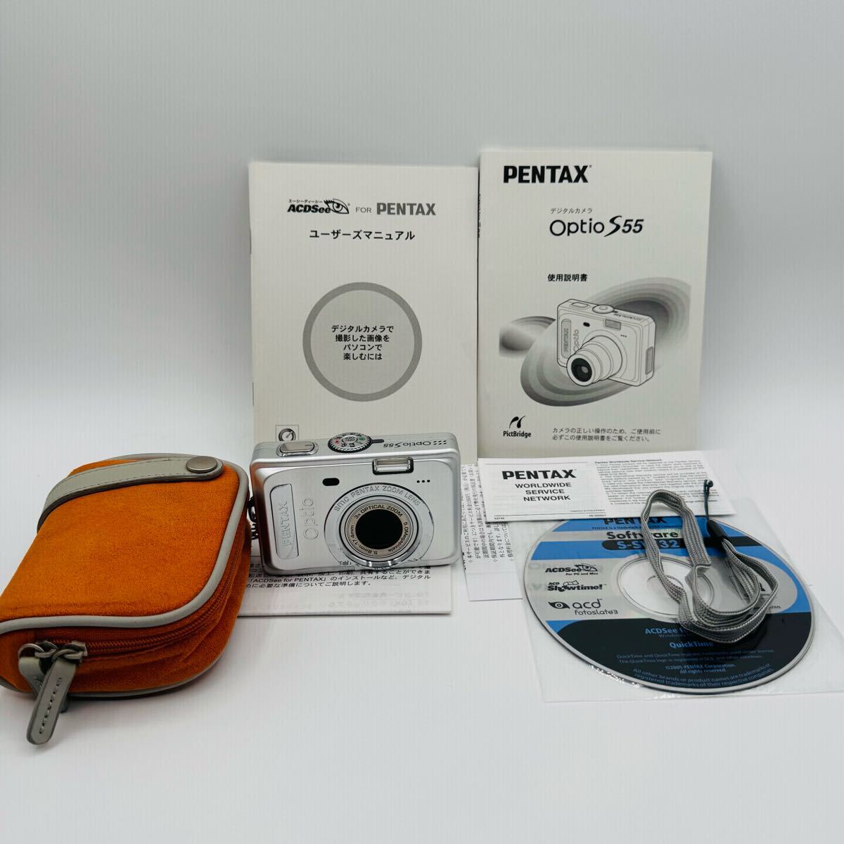 【美品】PENTAX Optio S55 単三電池 極美品】PENTAX Optio S55 シルバー 単3電池駆動 ペンタックス
