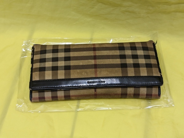 送料無料■BURBERRY バーバリー サイフ 長財布 ファスナー正常 ノバチェック ベージュ ブラック 私自身が新品購入した本物 修理ベースに