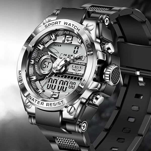 ◆送料無料◆新品未使用品◆LIGE腕時計 G-SHOCKオマージュ デジタル50m 防水腕時計 ledクォーツ スポーツウォッチ