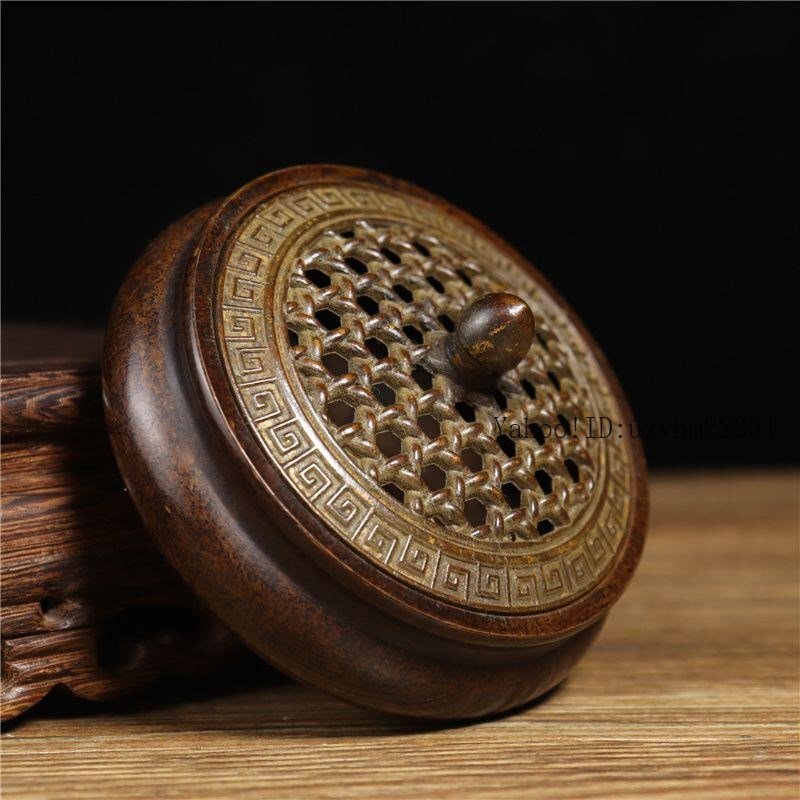 竹編薫香炉 卓上 香炉 盤香炉 香道具 装飾品 工芸品 美術品 置物 竹編みの蓋薫炉 盤香炉 香道具 室内装飾 置物