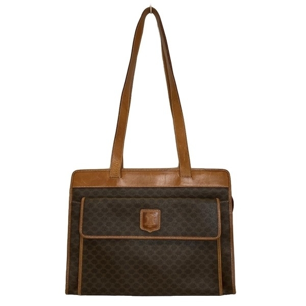 セリーヌ CELINE ショルダーバッグ マカダム柄 レザー ダークブラウン×ブラウン バッグ