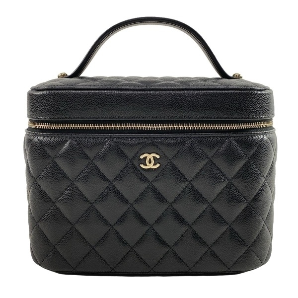 シャネル CHANEL バニティバッグ AP2573 マトラッセ 黒 ゴールド金具 ランダムシリアル 美品 バッグ