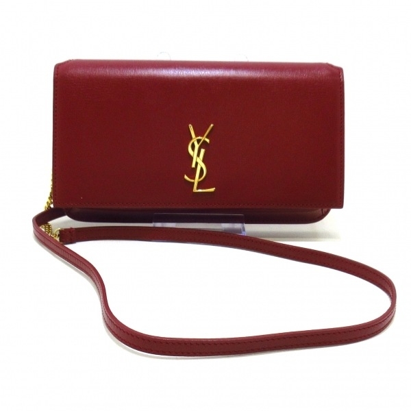 サンローランパリ SAINT LAURENT PARIS 携帯電話ケース/スマホカバー 635095 カサンドラ フォンホルダー レザー レッド チェーンショルダー