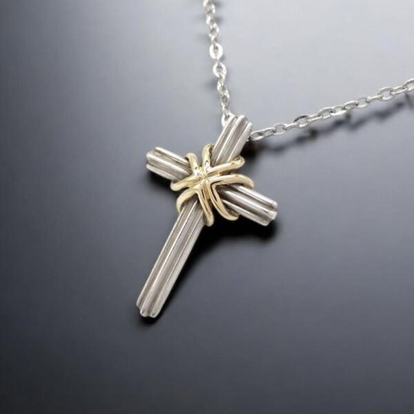 Tiffany & co. ティファニー シグネチャークロス ネックレス ペンダント クロス コンビ 925 750 K18YG スターリングシルバー 2419
