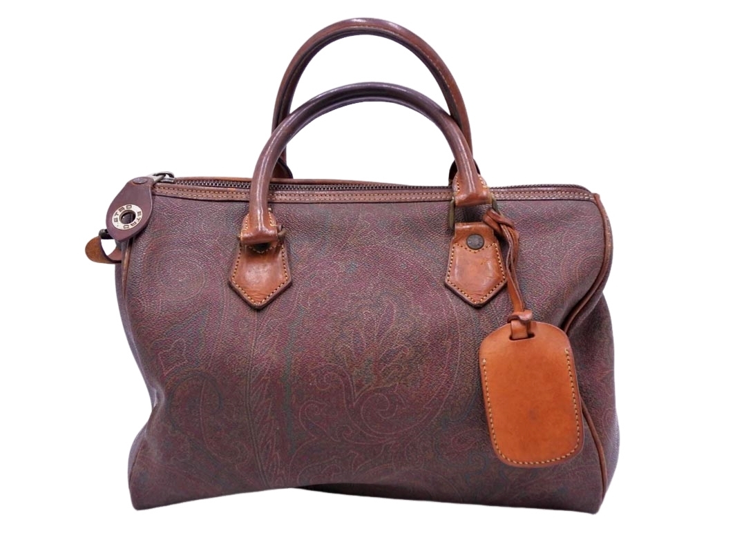 ETRO ペイズリー柄 PVC 本革 2WAY レザー エトロ ボストンバッグ