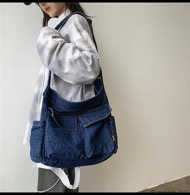 レトロ デニム ショルダーバッグ レディース メンズ 男女兼用 トートバッグ 2way 大容量 カジュアル uz-1306 レトロ デニム ショルダーバッグ レディース メンズ 男女兼用 トートバッグ 2way 大容量 カジュアル uz-1306