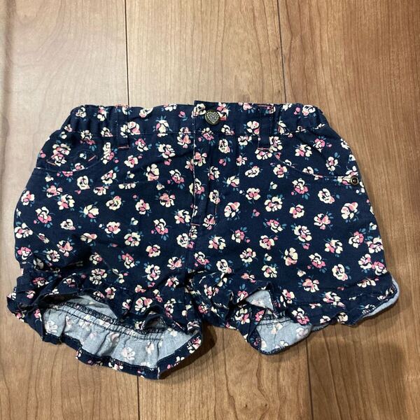 【anyFAM】エニィファム 花柄ショートパンツ ネイビー ポケットあり 100