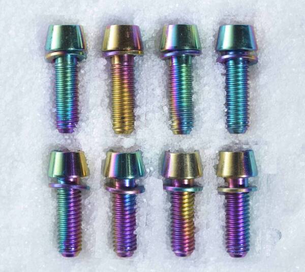 64チタンボルトM5×16mm レインボー8本ステム用【1.9g/本】⑪
