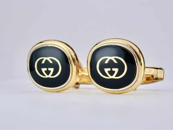 GUCCI ブラック GGロゴ グッチ カフス カフリンクス カフスボタン 7-2-13