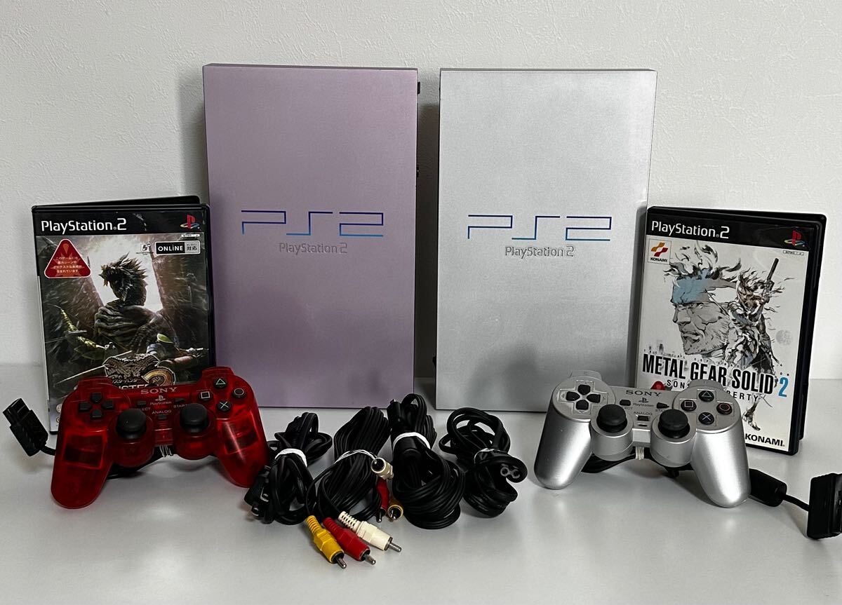 (28) ★動作確認済★ ★PlayStation2 SCPH-50000 サクラ ±SCPH39000 SILVER SONY PS2コントローラー ソニー PlayStation2
