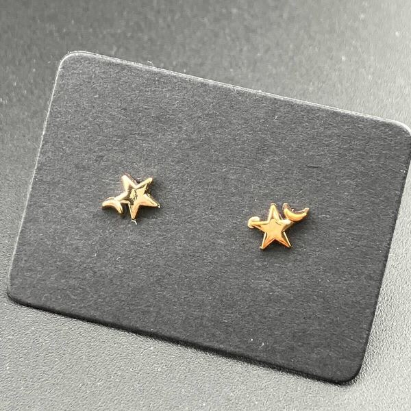 【新品】格安!即日発送◆収納ケース付◆樹脂ピアス キャッチ付 金属アレルギー対応 ワンポイント スタッドピアスト◆星 月 ゴールド no939