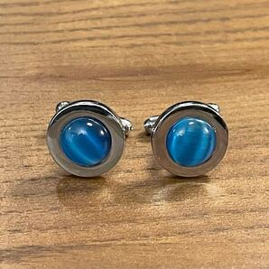 カフリンクス ブルー×シルバー カフスボタン カフス