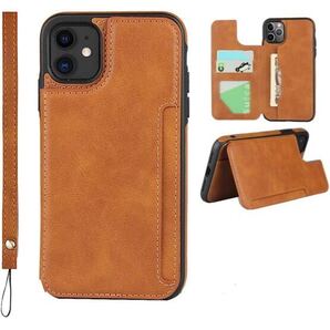 h228 iPhone 11pro MAX 背面ケース 手帳型 カバー 高級PUケース 多機能携帯電話カード 磁石吸着 ICカード収納 実用 横置き 6.5in -カーキ