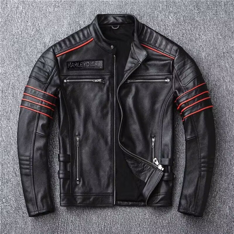 新入荷☆ブラック 牛革100% ライダースジャケット 防寒 メンズ 革ジャン上着 カジュアル レザージャケット★サイズ選択可能