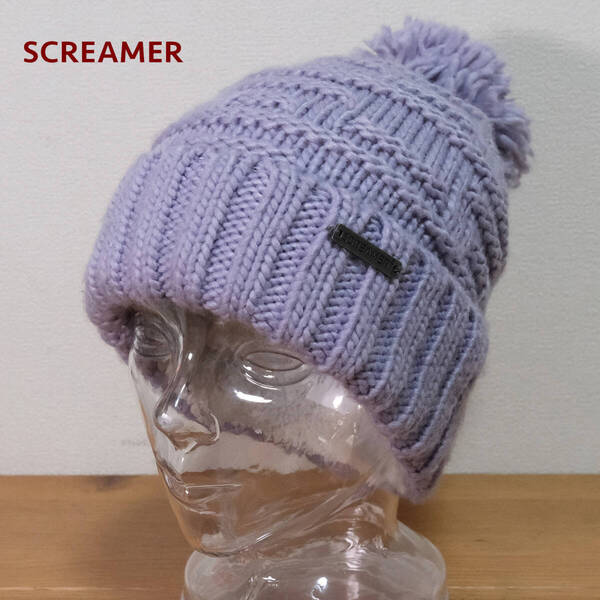 SCREAMER スクリーマー ボンボンワッチ ニット帽 ニットキャップ パープル 帽子 男女兼用 ユニセックス
