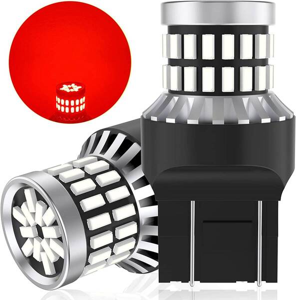 『送料無料』12V-24V車用 T20 LEDダブル球 レッド テールランプ/ブレーキ W21/5W バルブ 汎用 超高輝度 48連3014SMD 赤 2個 GO ライト