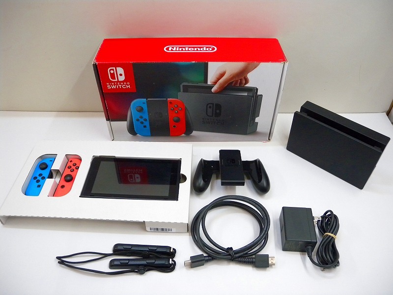 HK3337★旧型Nintendo Switch ネオンブルー/ネオンレッド アナログスティック動作不良 ※動作確認/本体更新/初期化済 現状渡し【ジャンク】