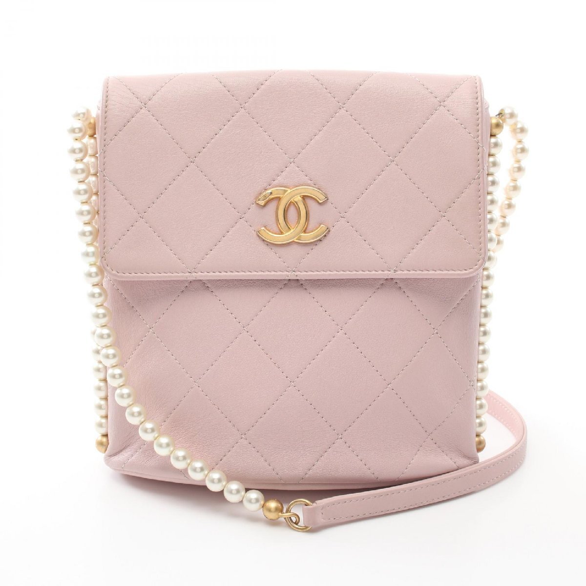 シャネル マトラッセ フェイクパール ショルダーバッグ ブランドオフ CHANEL ラムスキン(羊革) ショルダーバッグ レザー 中古 レディー