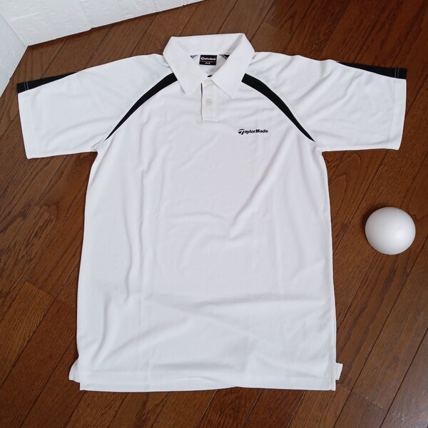 1760【中古】Taylor Made Golf テーラーメイドゴルフ ゴルフウェア 半袖 ポロシャツ メンズ サイズ M 白黒