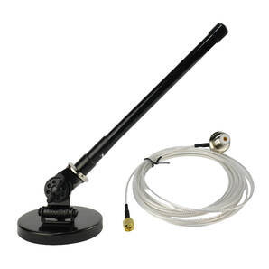 【送料無料】144/430MHz帯 22㎝ アンテナ(黒)+2軸可動式マグネットアンテナ基台+SC316(1.5D-2V相当)同軸ケーブル5m MJL-SMA接栓 セット