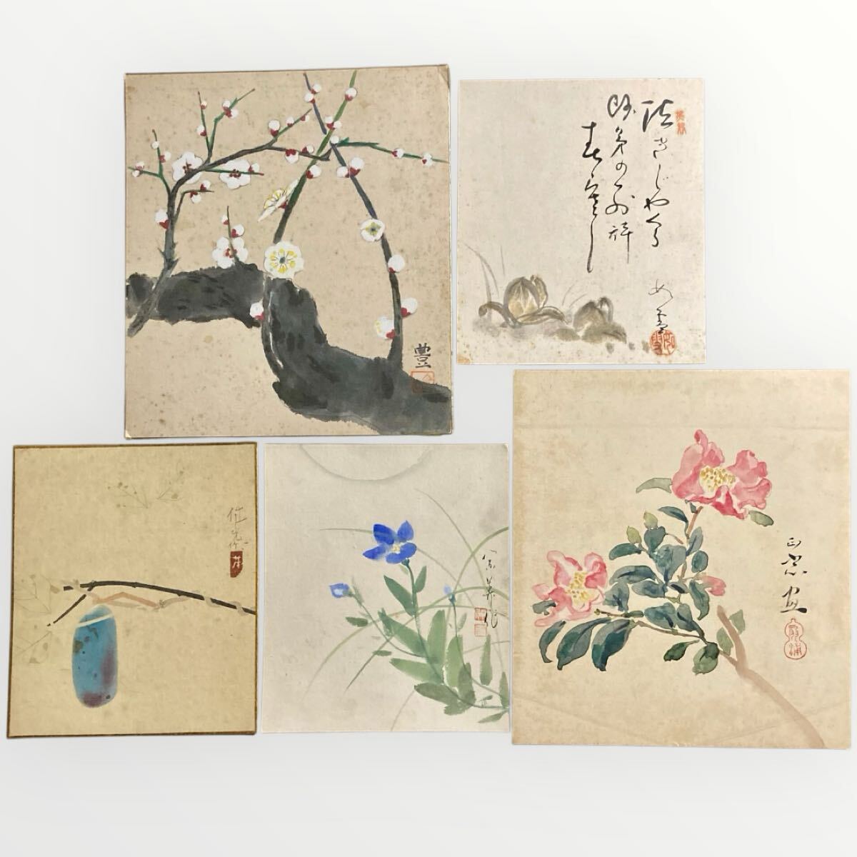 日本画 色紙6枚セット Yahoo!オークション -「色紙 セット」(日本画) (絵画)の落札相場