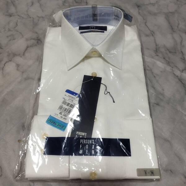 新品★メンズS/37‐78 スリム 白 長袖シャツ PERSON'S FOR MEN パーソンズ 形態安定 洋服の青山 ビジネスシャツ 就職活動