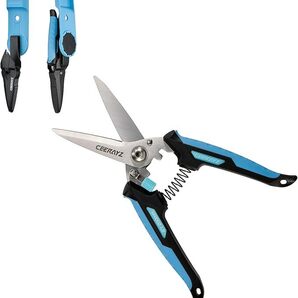 CEERAYZ ハサミ 200mm 多目的重作業用 420日本製ステンレス鋼採用 工業用ハサミ 万能ハサミ 金属加工 剪定 ガーデニング用 ブラックブルー