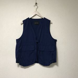 本物ニコアンドNIKOANDコットンベストジレメンズサーフアメカジミリタリーワークビジネススーツモードゴルフLフリー紺ネイビー