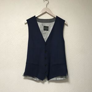 美品本物ザラマンZARAMANスーツ地ベストジレメンズサーフアメカジミリタリーワークビジネススーツモードゴルフドレス紺ネイビーMトルコ製