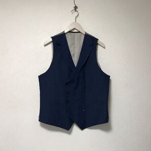 本物スーツセレクトSUITSELECTウールリバーシブルダブルベストジレメンズサーフビジネススーツモードゴルフドレスLグレー紺ネイビーA6