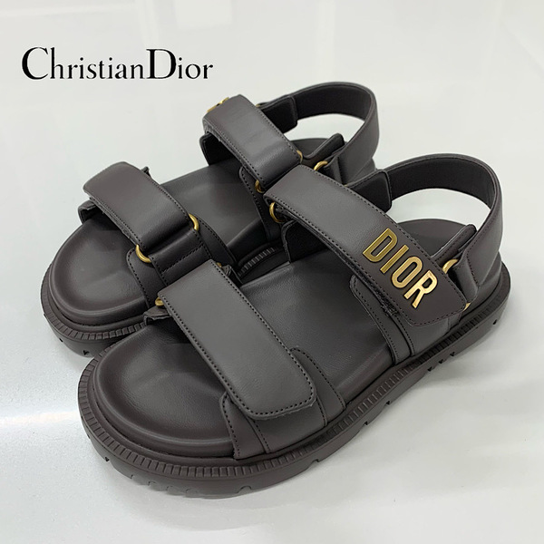 M11369 未使用 クリスチャンディオール DIORACT レザー ロゴ スポーツサンダル グレー